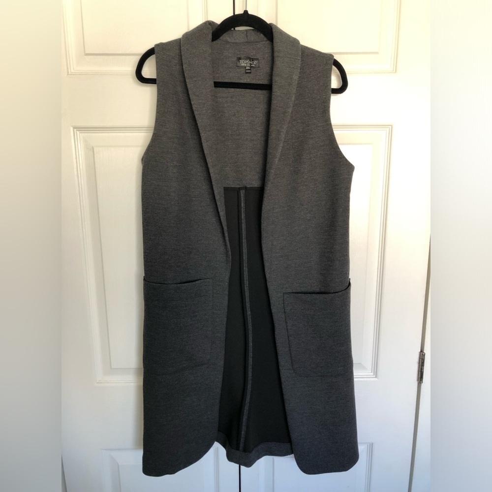 Topshop Long Charcoal Sleeveless Vest Size US 6